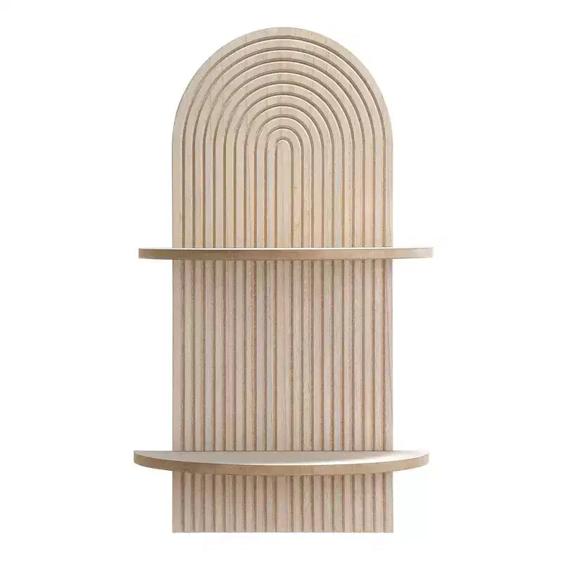 Estante de pared tallado de 2 niveles, marrón