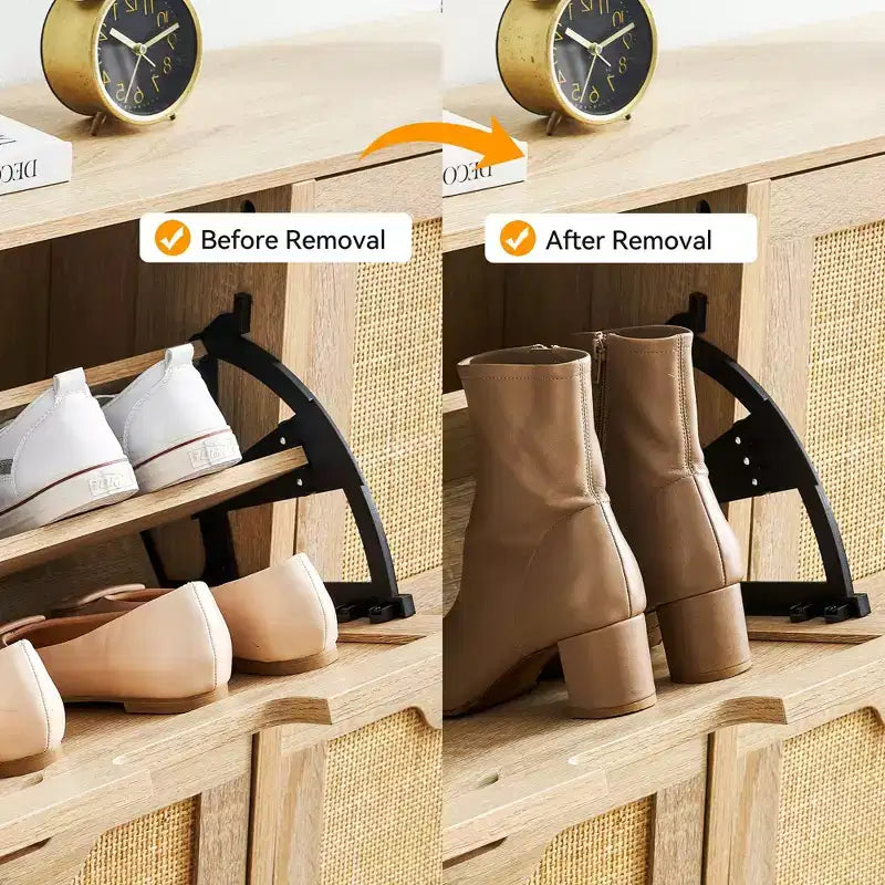 Zapatero de ratán con 4 cajones abatibles y patas de metal, independiente, con capacidad para 12 pares