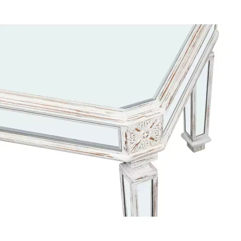 Mesa de centro plateada con espejo, rectangular/redonda, superficie de cristal, 1 pieza