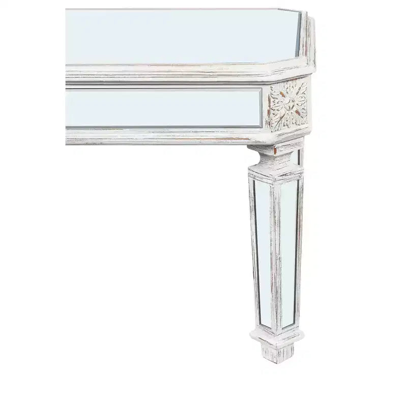 Mesa de centro plateada con espejo, rectangular/redonda, superficie de cristal, 1 pieza