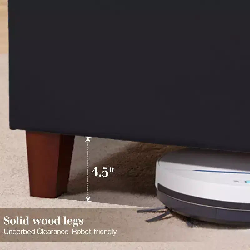 Marco de cama tapizado de terciopelo con cabecero alto y base de plataforma en beige, negro o gris – Queen, King o California King