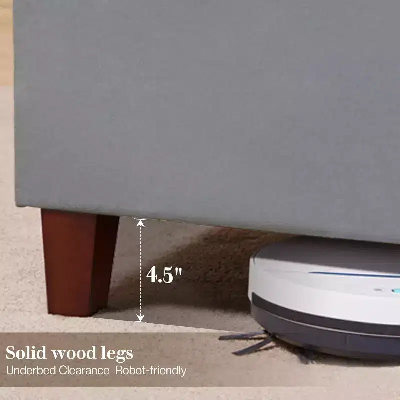Marco de cama tapizado de terciopelo con cabecero alto y base de plataforma en beige, negro o gris – Queen, King o California King