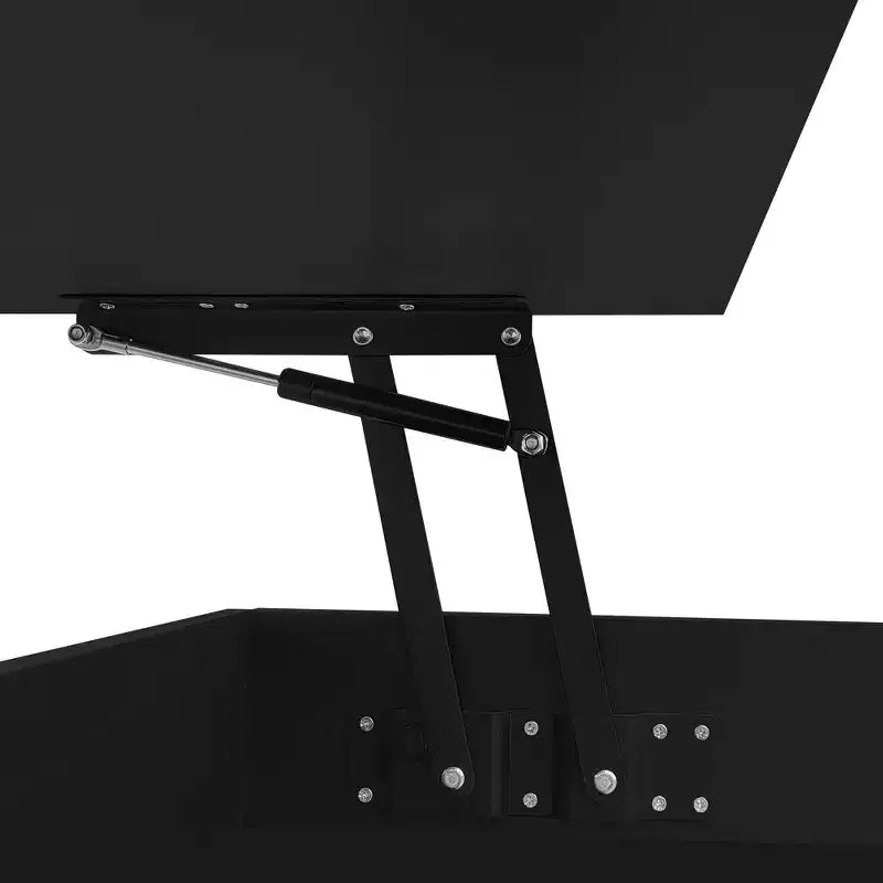 Mesa de centro elevable blanca/negra con 2 cajones y LED, 100 cm de ancho