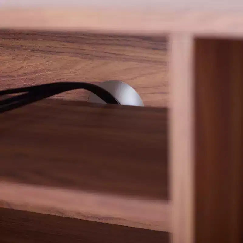Mueble para TV y multimedia de 2 puertas y 2 estantes, Nogal/Blanco y Negro – Capacidad para TV de hasta 50"