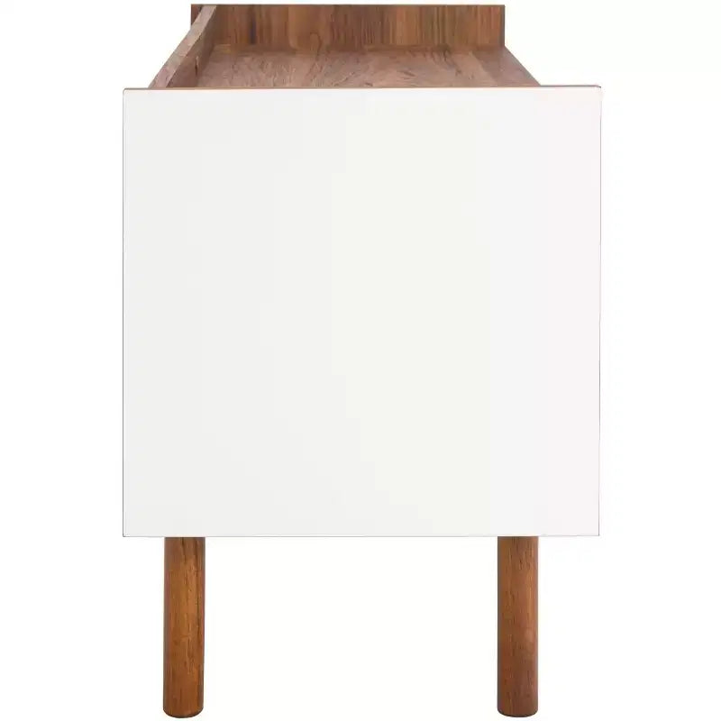 Mueble para TV y multimedia de 2 puertas y 2 estantes, Nogal/Blanco y Negro – Capacidad para TV de hasta 50"