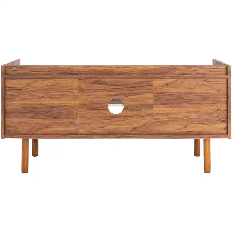 Mueble para TV y multimedia de 2 puertas y 2 estantes, Nogal/Blanco y Negro – Capacidad para TV de hasta 50"