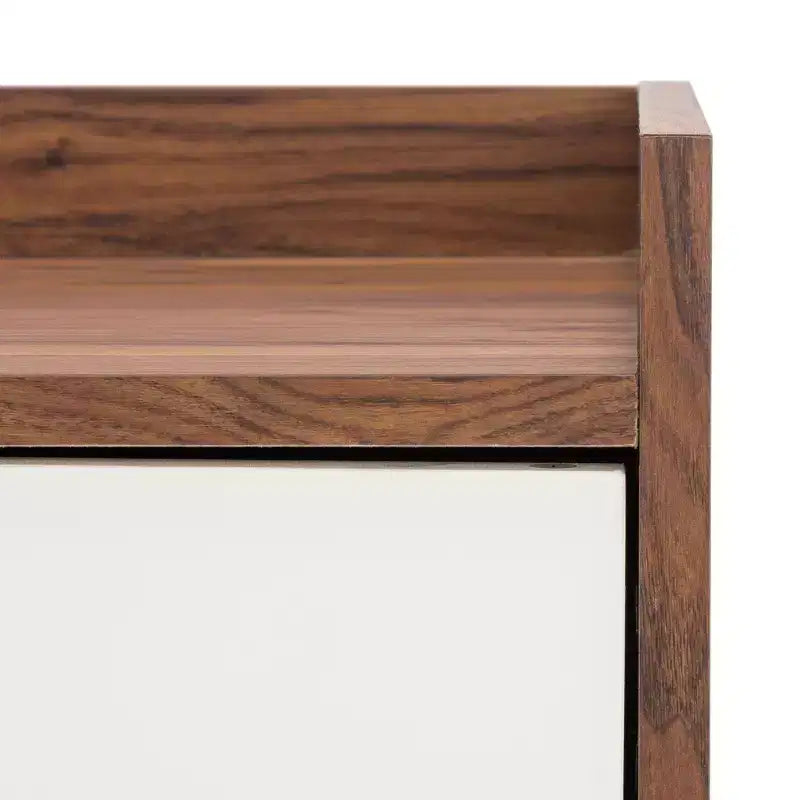 Mueble para TV y multimedia de 2 puertas y 2 estantes, Nogal/Blanco y Negro – Capacidad para TV de hasta 50"