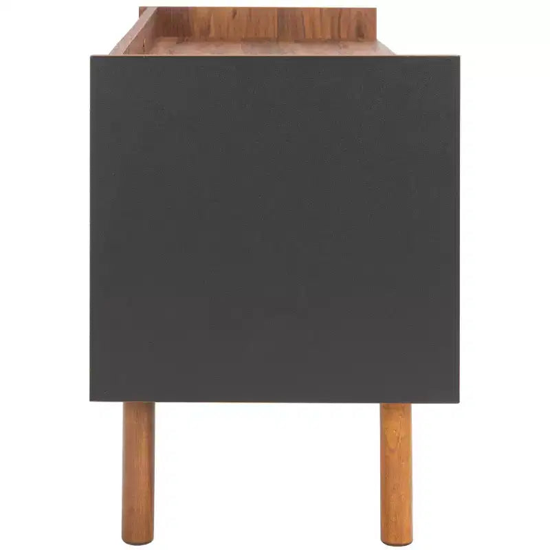 Mueble para TV y multimedia de 2 puertas y 2 estantes, Nogal/Blanco y Negro – Capacidad para TV de hasta 50"