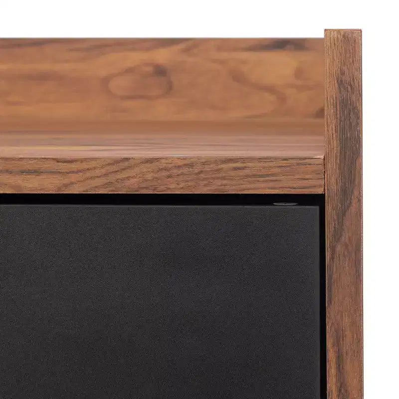 Mueble para TV y multimedia de 2 puertas y 2 estantes, Nogal/Blanco y Negro – Capacidad para TV de hasta 50"