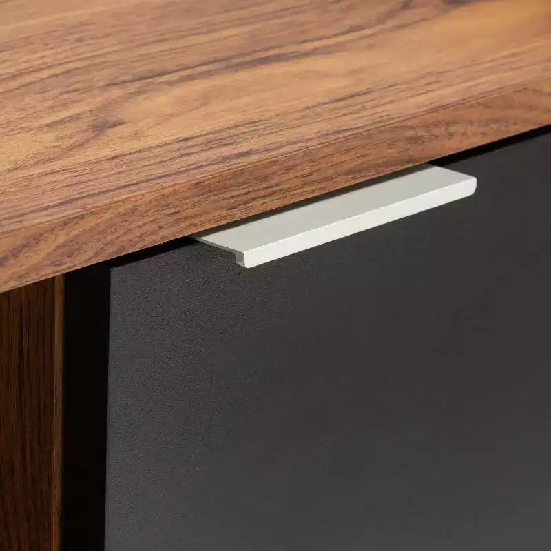 Mueble para TV y multimedia de 2 puertas y 2 estantes, Nogal/Blanco y Negro – Capacidad para TV de hasta 50"