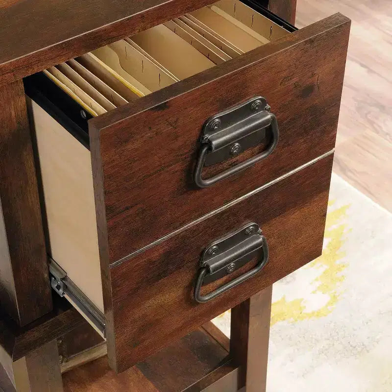 Escritorio ejecutivo de madera marrón con cajón, individual