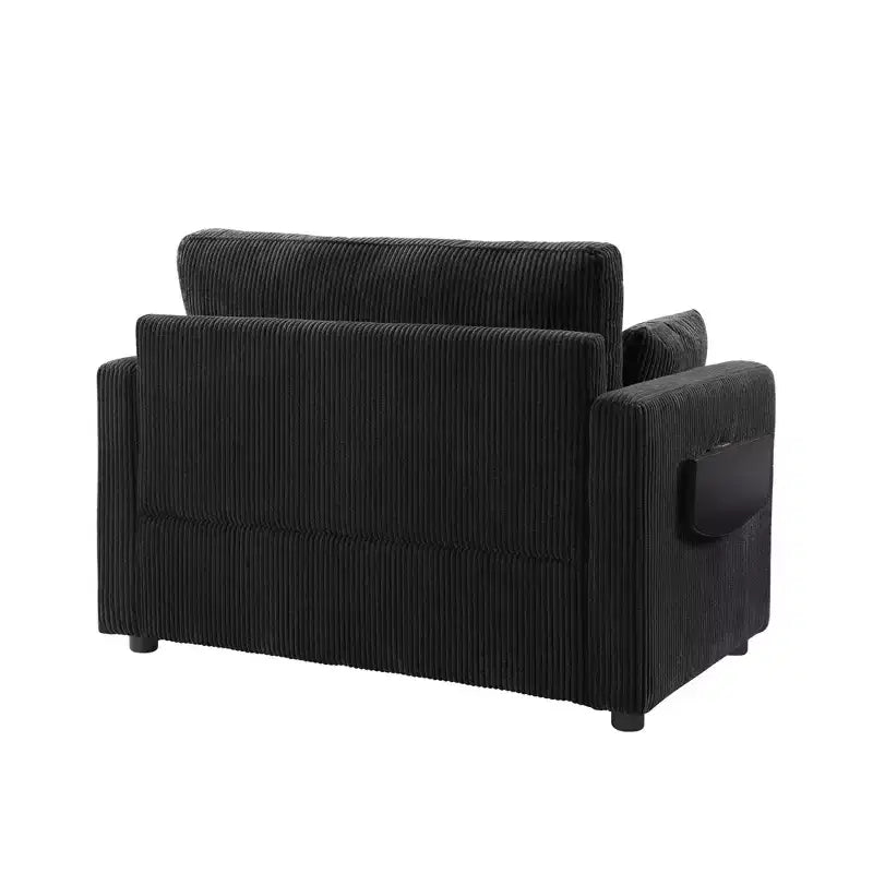 Sofá cama convertible de pana gris, 1 plaza, con mesa plegable y puertos USB