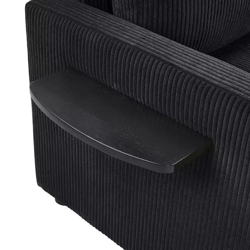 Sofá cama convertible de pana gris, 1 plaza, con mesa plegable y puertos USB