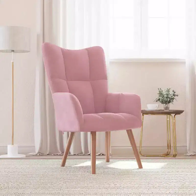 Sillón Acento Terciopelo Rosa, Estilo Moderno, 1 Plaza
