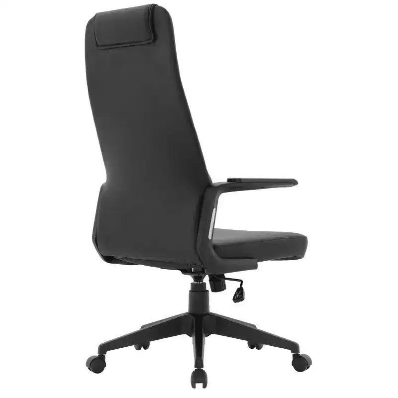 Silla de oficina giratoria de respaldo alto de cuero negro/azul/gris/blanco y poliéster gris, 1 persona