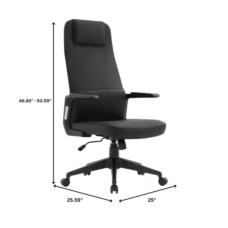 Silla de oficina giratoria de respaldo alto de cuero negro/azul/gris/blanco y poliéster gris, 1 persona