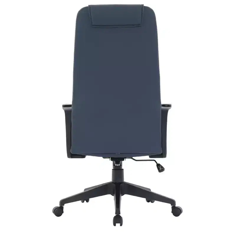 Silla de oficina giratoria de respaldo alto de cuero negro/azul/gris/blanco y poliéster gris, 1 persona