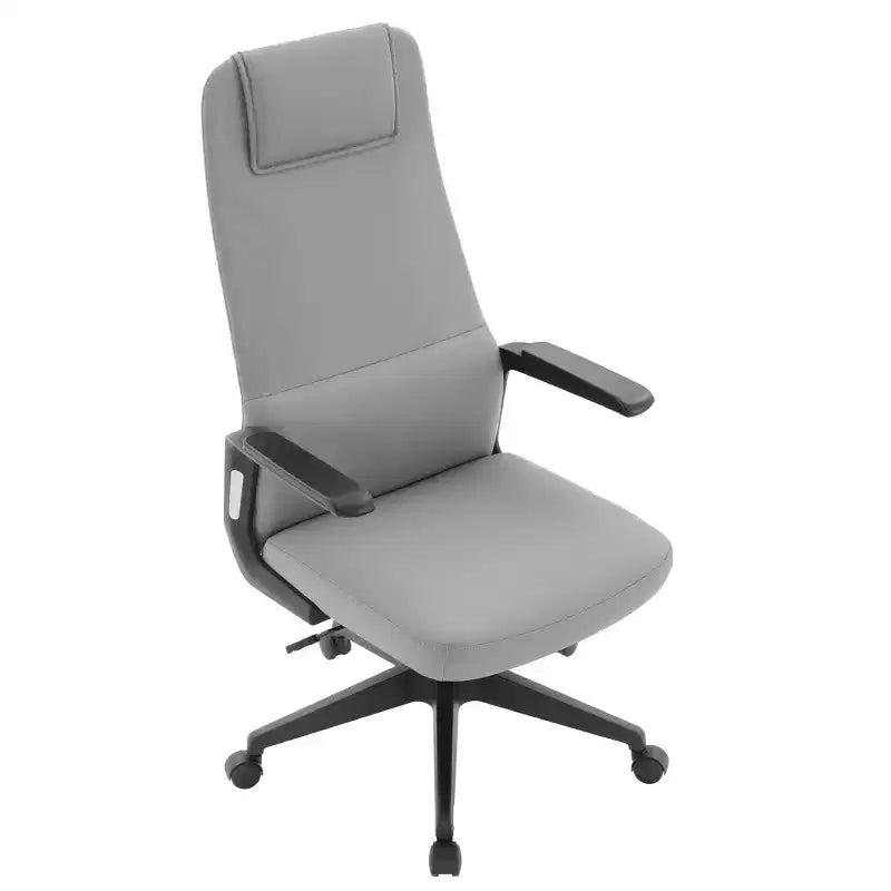 Silla de oficina giratoria de respaldo alto de cuero negro/azul/gris/blanco y poliéster gris, 1 persona