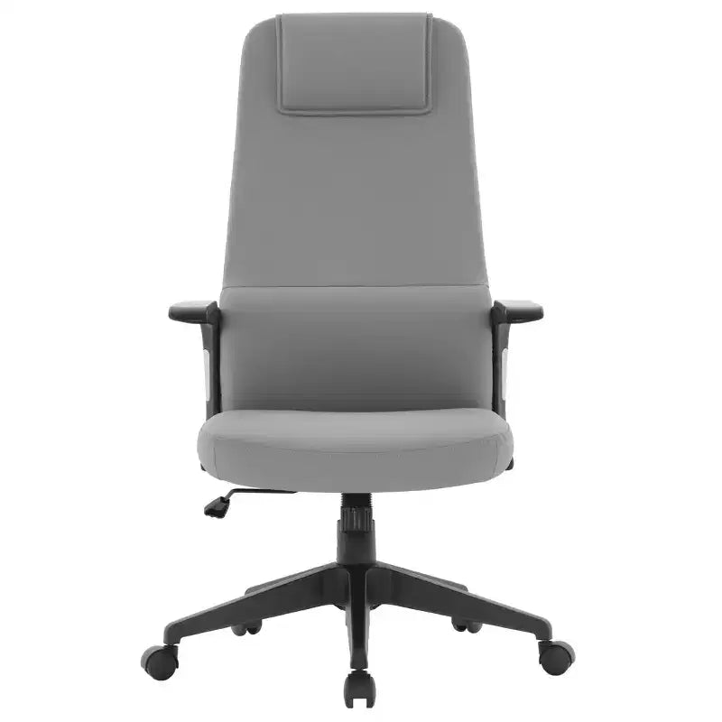 Silla de oficina giratoria de respaldo alto de cuero negro/azul/gris/blanco y poliéster gris, 1 persona