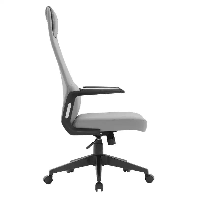 Silla de oficina giratoria de respaldo alto de cuero negro/azul/gris/blanco y poliéster gris, 1 persona