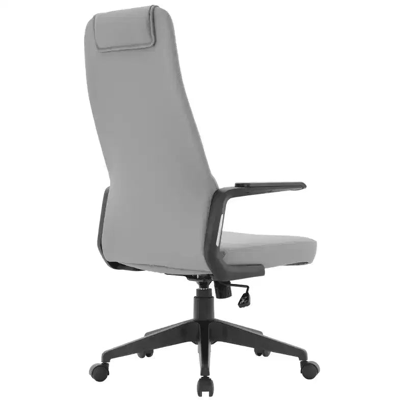 Silla de oficina giratoria de respaldo alto de cuero negro/azul/gris/blanco y poliéster gris, 1 persona