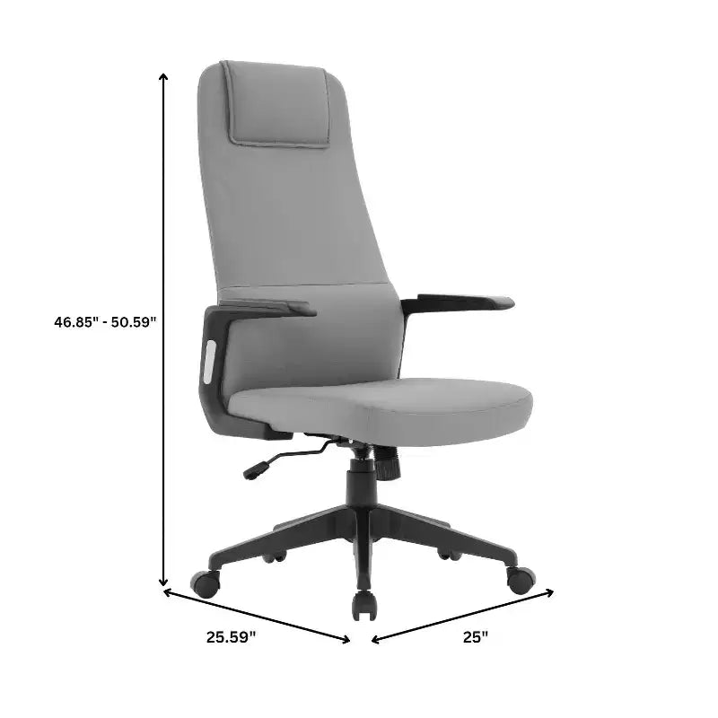 Silla de oficina giratoria de respaldo alto de cuero negro/azul/gris/blanco y poliéster gris, 1 persona