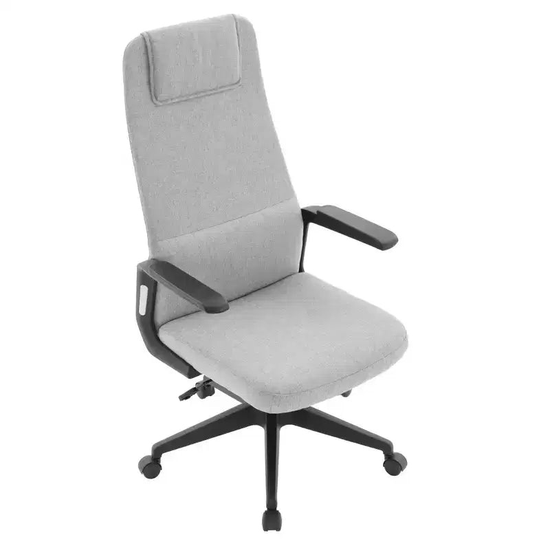 Silla de oficina giratoria de respaldo alto de cuero negro/azul/gris/blanco y poliéster gris, 1 persona