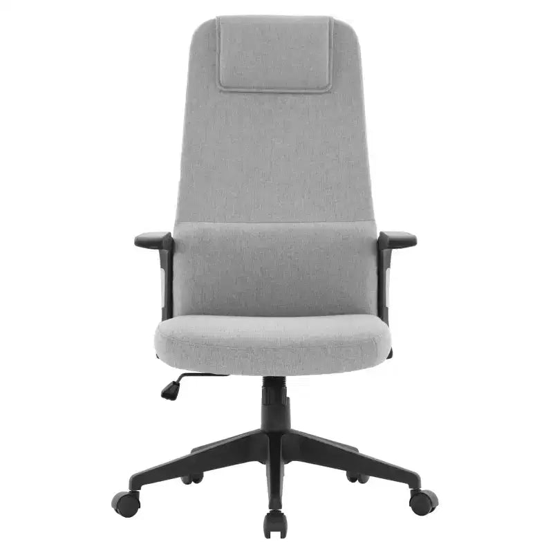 Silla de oficina giratoria de respaldo alto de cuero negro/azul/gris/blanco y poliéster gris, 1 persona