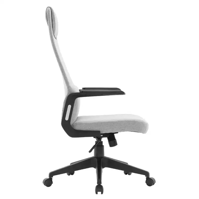 Silla de oficina giratoria de respaldo alto de cuero negro/azul/gris/blanco y poliéster gris, 1 persona