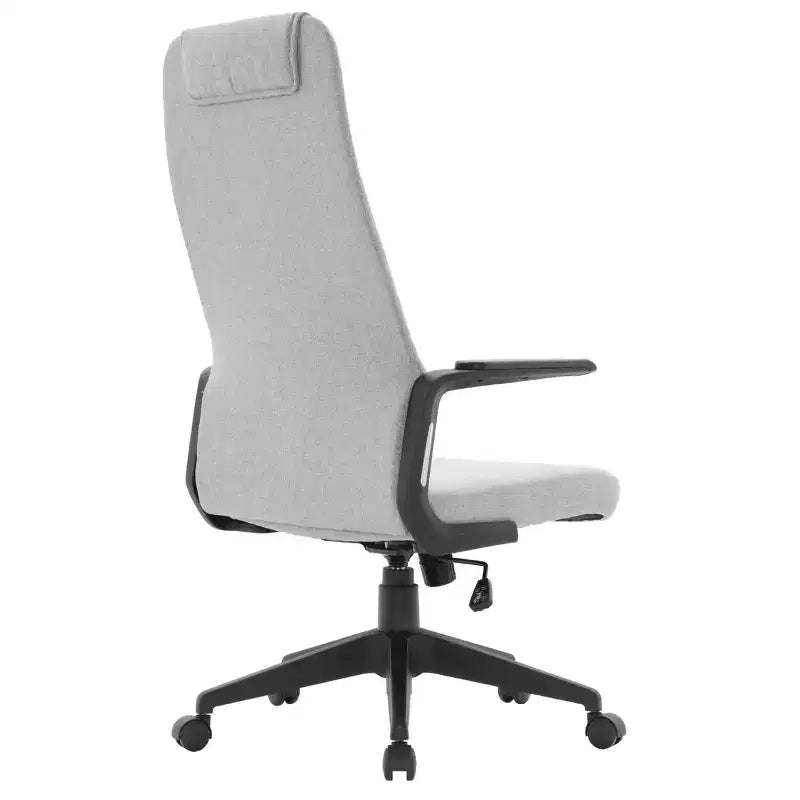 Silla de oficina giratoria de respaldo alto de cuero negro/azul/gris/blanco y poliéster gris, 1 persona