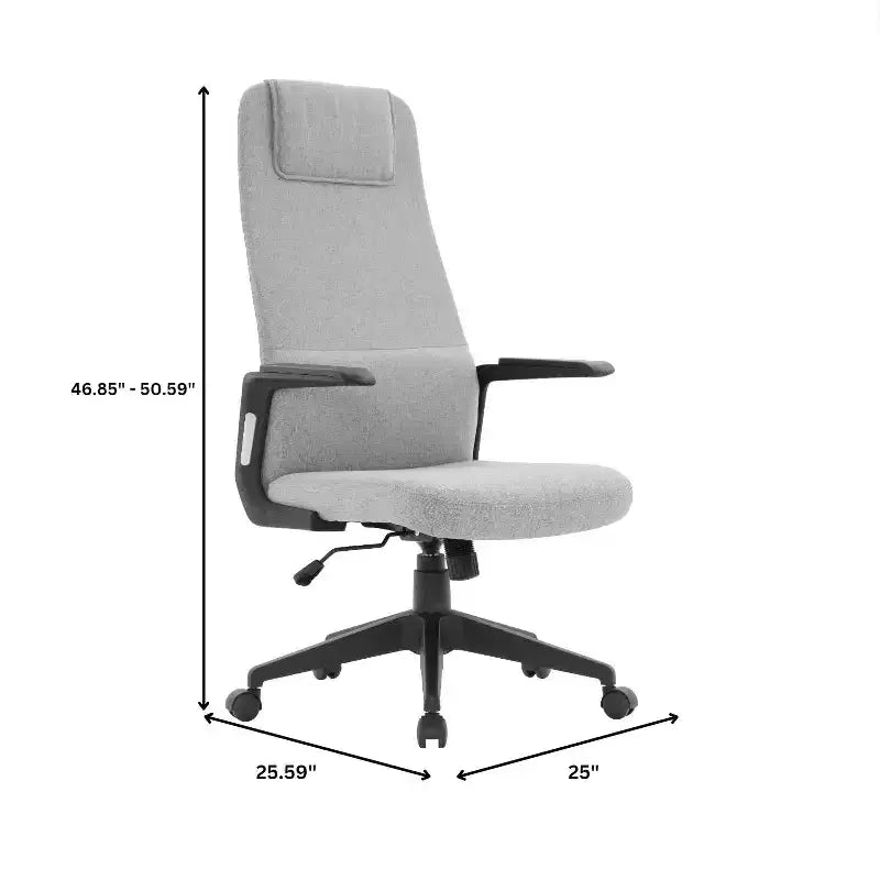 Silla de oficina giratoria de respaldo alto de cuero negro/azul/gris/blanco y poliéster gris, 1 persona