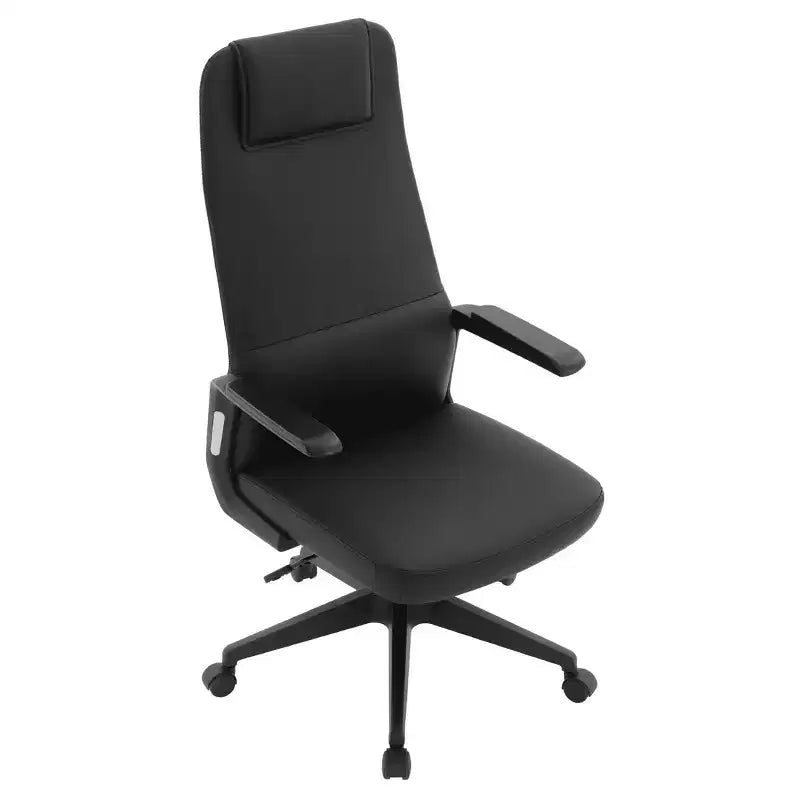 Silla de oficina giratoria de respaldo alto de cuero negro/azul/gris/blanco y poliéster gris, 1 persona