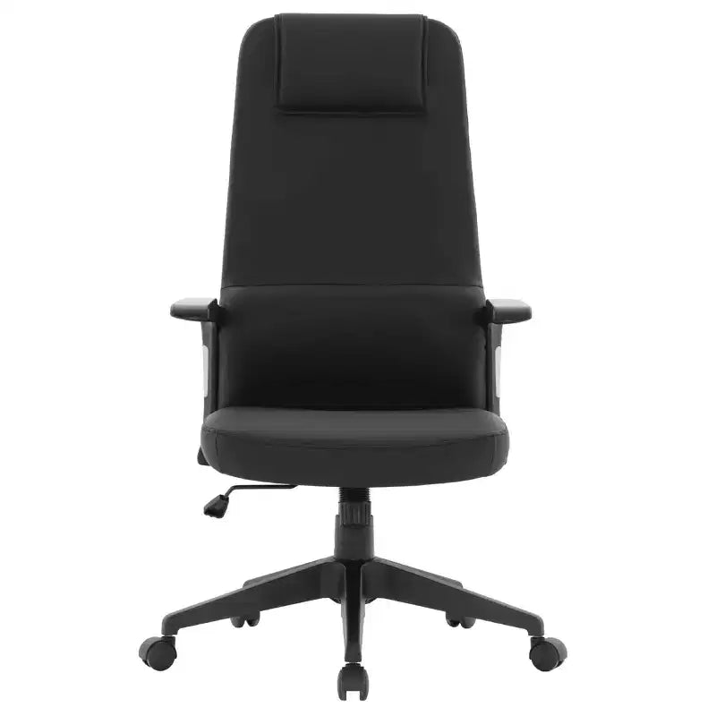 Silla de oficina giratoria de respaldo alto de cuero negro/azul/gris/blanco y poliéster gris, 1 persona