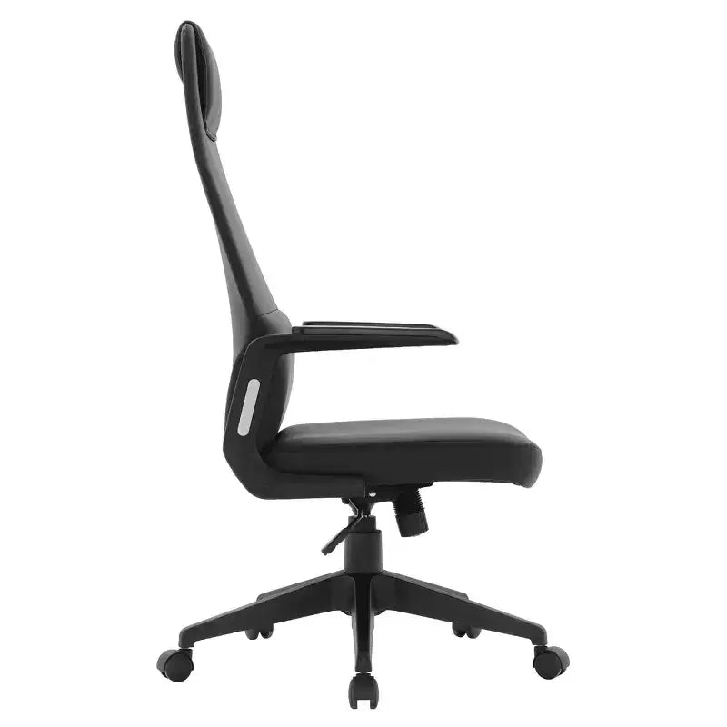 Silla de oficina giratoria de respaldo alto de cuero negro/azul/gris/blanco y poliéster gris, 1 persona