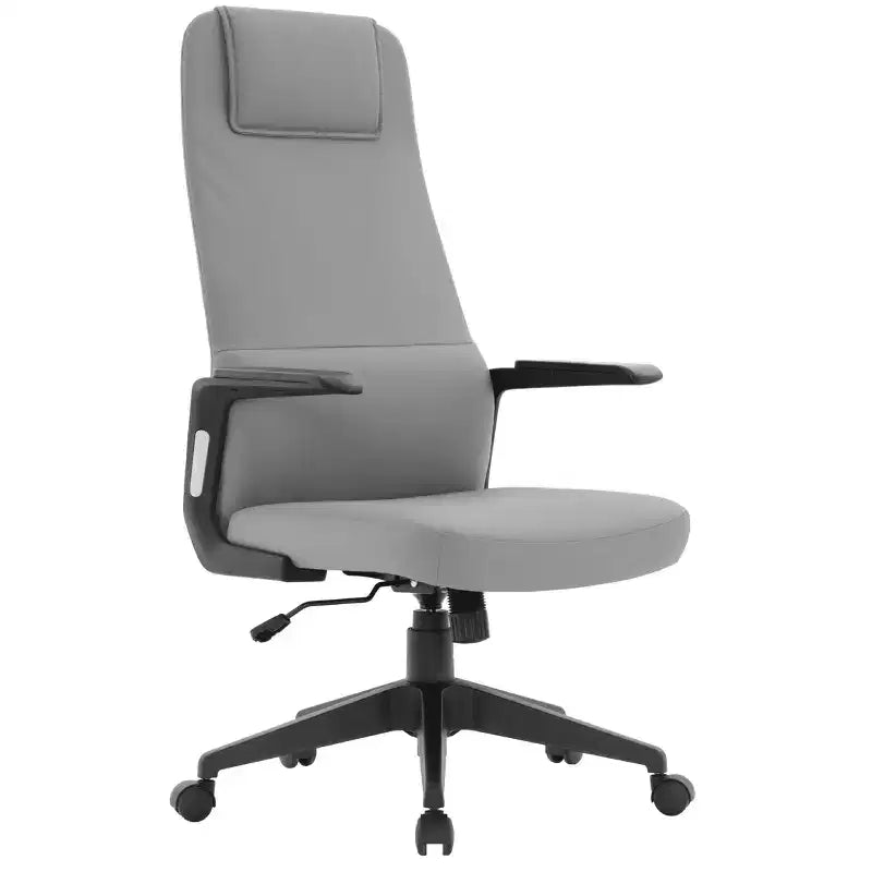 Silla de oficina giratoria de respaldo alto de cuero negro/azul/gris/blanco y poliéster gris, 1 persona