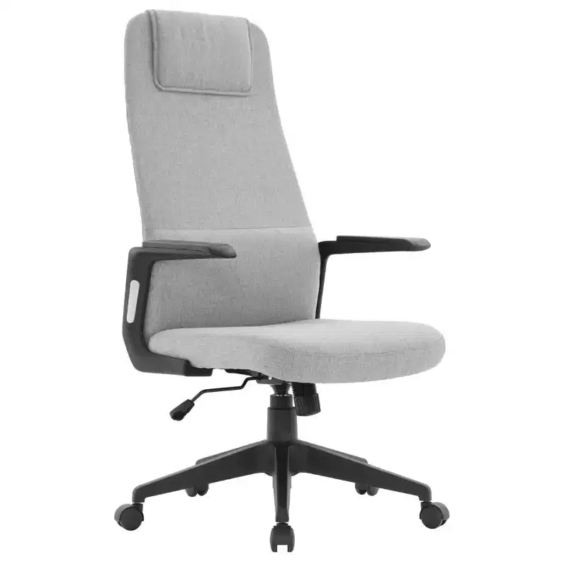 Silla de oficina giratoria de respaldo alto de cuero negro/azul/gris/blanco y poliéster gris, 1 persona