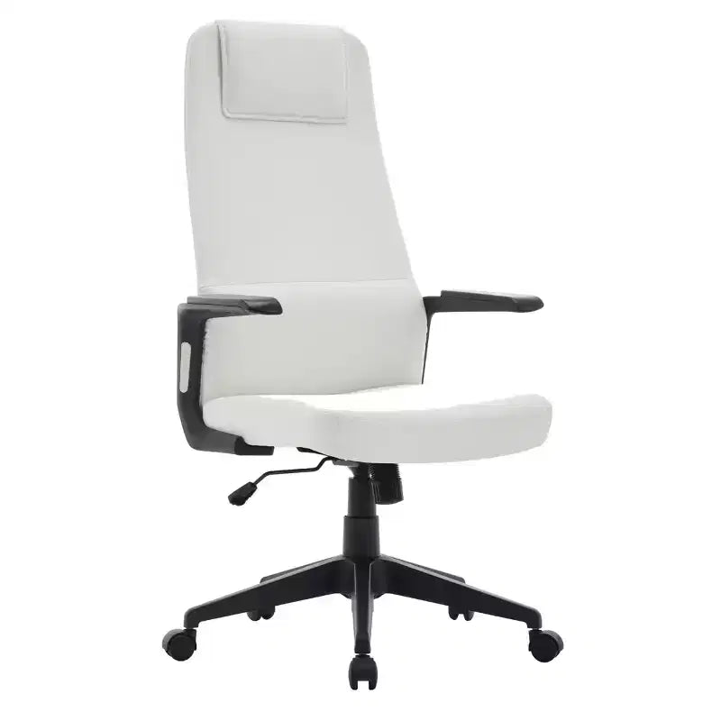 Silla de oficina giratoria de respaldo alto de cuero negro/azul/gris/blanco y poliéster gris, 1 persona