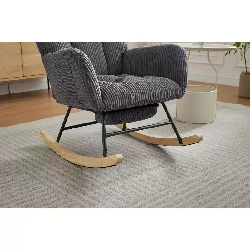 Sillón tapizado Furry Glider con reposapiés, respaldo alto, 1 plaza – Beige / Gris oscuro / Verde oscuro / Verde / Blanco