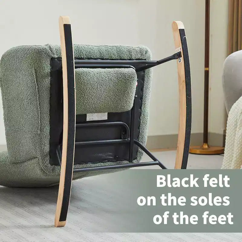 Sillón tapizado Furry Glider con reposapiés, respaldo alto, 1 plaza – Beige / Gris oscuro / Verde oscuro / Verde / Blanco