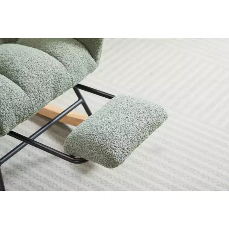 Sillón tapizado Furry Glider con reposapiés, respaldo alto, 1 plaza – Beige / Gris oscuro / Verde oscuro / Verde / Blanco
