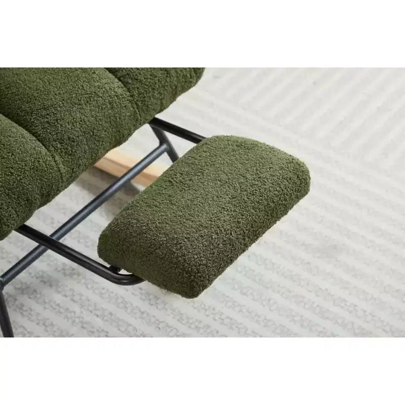 Sillón tapizado Furry Glider con reposapiés, respaldo alto, 1 plaza – Beige / Gris oscuro / Verde oscuro / Verde / Blanco