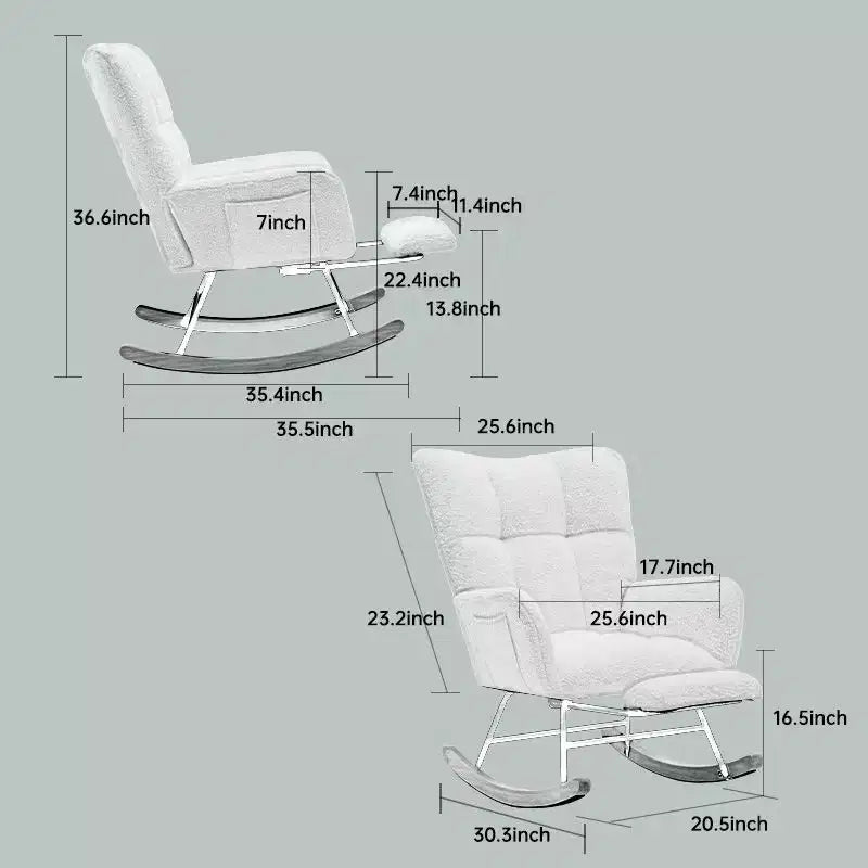 Sillón tapizado Furry Glider con reposapiés, respaldo alto, 1 plaza – Beige / Gris oscuro / Verde oscuro / Verde / Blanco