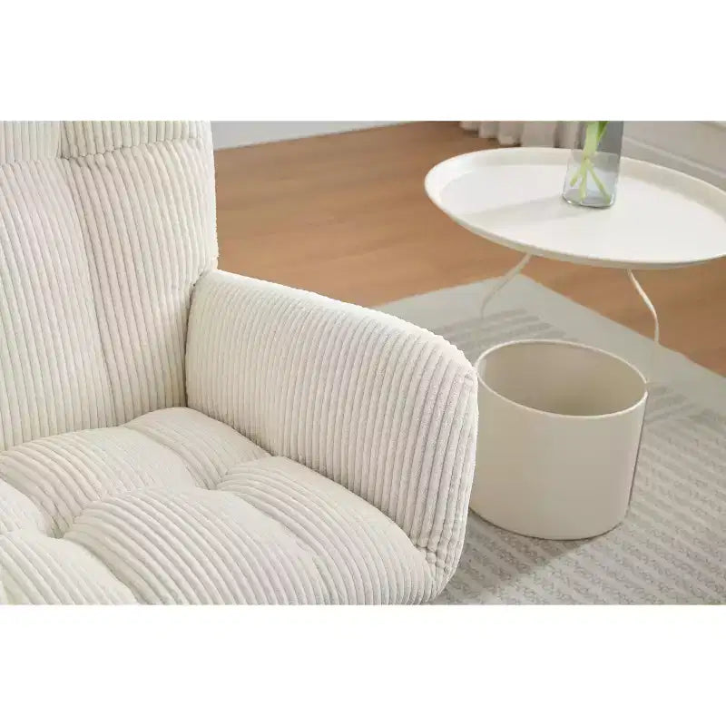 Sillón tapizado Furry Glider con reposapiés, respaldo alto, 1 plaza – Beige / Gris oscuro / Verde oscuro / Verde / Blanco