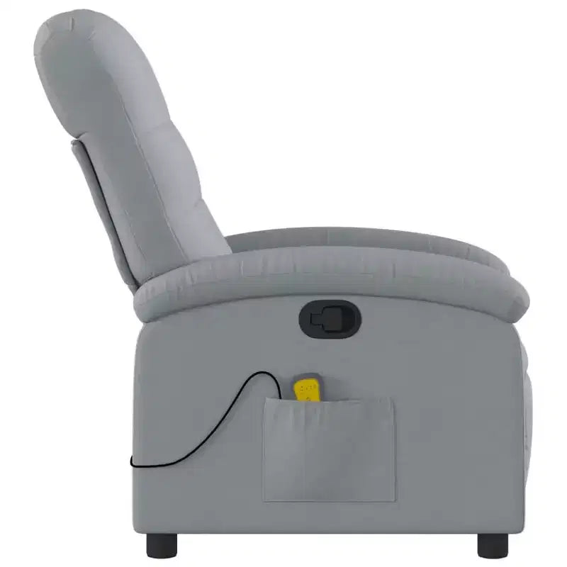Sillón reclinable manual de masaje con respaldo de tela gris claro, 1 asiento