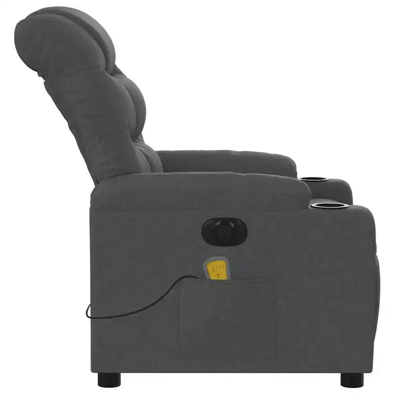 Sillón reclinable eléctrico de masaje de tela gris oscuro, 1 asiento