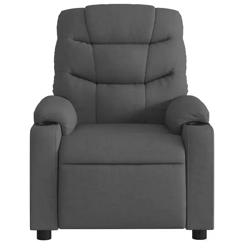 Sillón reclinable eléctrico de masaje de tela gris oscuro, 1 asiento