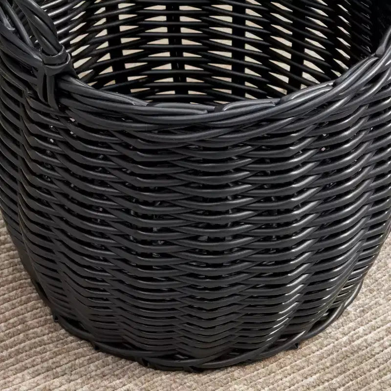 Cesto de almacenamiento de resina redonda con asas – Negro / Marrón / Crema+Gris
