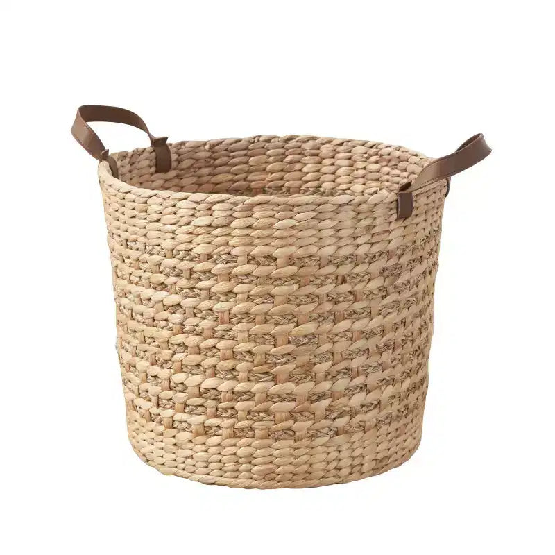 Cesto de almacenamiento de resina redonda con asas – Negro / Marrón / Crema+Gris