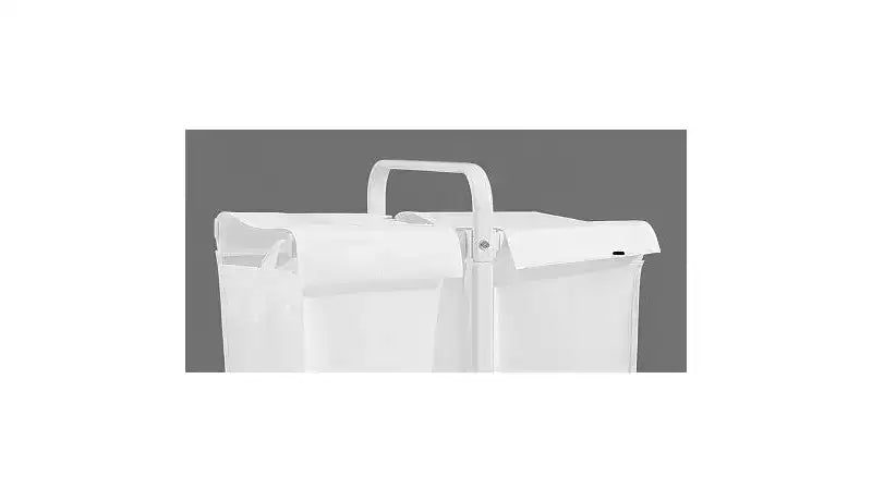 Clasificador de Ropa Sucia Oxford de 2 Niveles, Blanco y Negro, con Tapa, 2 Secciones