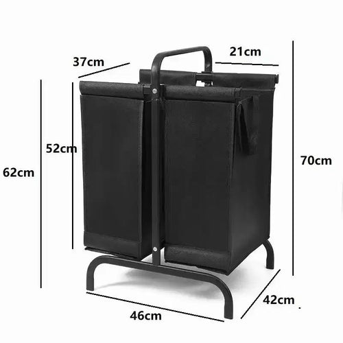 Clasificador de Ropa Sucia Oxford de 2 Niveles, Blanco y Negro, con Tapa, 2 Secciones